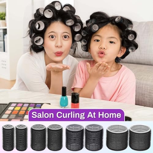 50 Pcs Rollers Hair Curlers Set with 24Pcs Self Grip Hair Rollers 4 Sizes and 24 Pcs Clips for Blowout Look Long Medium Short Thick Hair Volume - Image 2