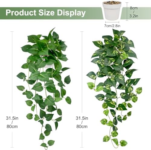 2 Pack Artificial Hanging Plants with White Pots 31.5'' - Image 2