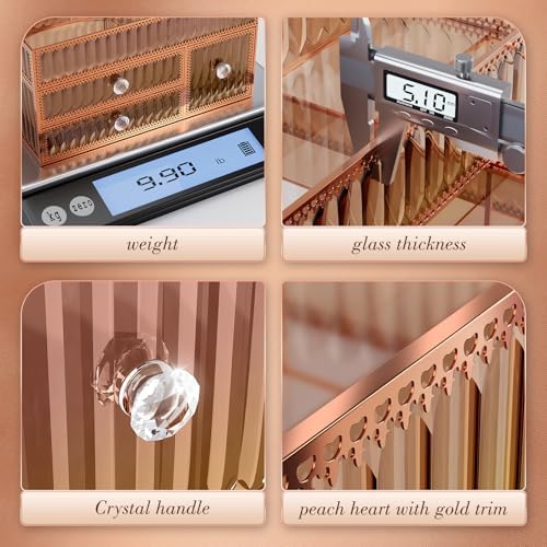Youdepot Golden Tempered Glass Vanity Organizer for Cosmetics - Image 5