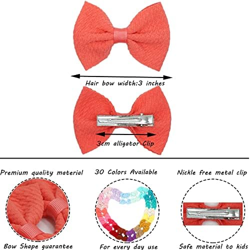 JOYOYO 60Pcs Baby Girls Kids Toddlers 2.75 Inch Twill Waffle Fabric Hair Bows Alligator Clips for Pigtails Hair Accessories and Bangs - Image 3