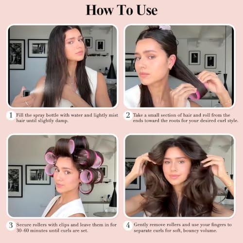 51PCS Self Grip Hair Rollers for Women, 24 Piece Heatless Curlers with Clips, 4 Sizes Jumbo Rollers (2.5", 2", 1.5", 1") for Long, Medium & Short Hair, No Heat Curling Kit for Volume & Bangs Styling - Image 3