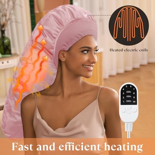 Heat Cap for Deep Conditioning, Hair Steamer for Natural Hair Home Use w/10-level Heats Up Quickly, Thermal Steam Cap for Home Hair Treatment - Image 2