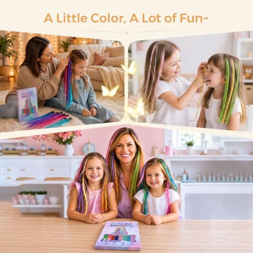 Green Colored Clip in Hair Extensions, Synthetic Hair for Girls - Image 6