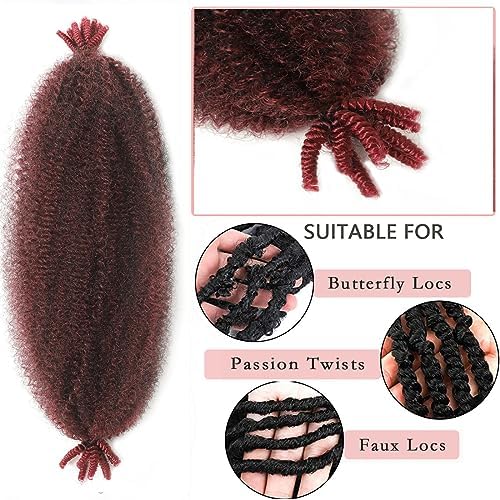 18 Inch Pre-Separated Springy Afro Twist Hair 8 Packs Pre-Fluffy Natural Curls are Perfect for Marley Crochet Hair Suitable for Black Women (T1b/Bug, 18 Inch (Pack of 8)) - Image 2