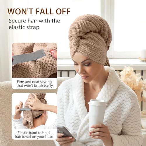 YFONG Large Microfiber Hair Towel Wrap for Women, 26" X 40" Super Absorbent - Image 4