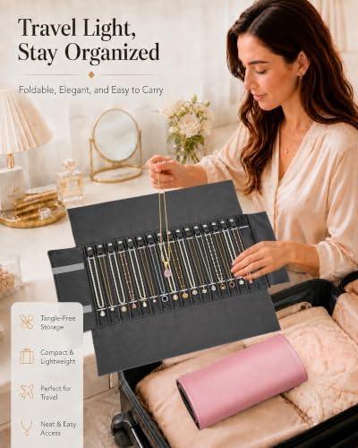 Travel Necklace Organizer, Tangle Free Jewelry Case, 16 Slots - Image 6