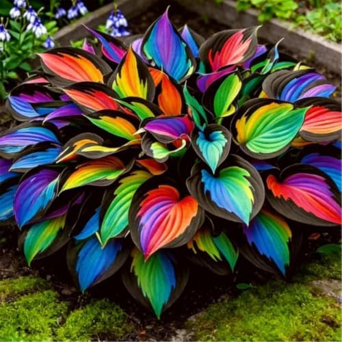 Colorful Hosta Bulb for Winter Garden Decor, 4 Bulbs, Blue Purple Green Black Variegated Foliage, Fall Broad Leaf for Shade Patio, Pots and Outdoor by Unknown