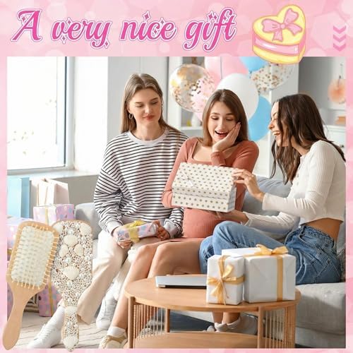 6 Sets DIY Wooden Hairbrush Craft Kit 10" Pearl Shell, Square - Image 4