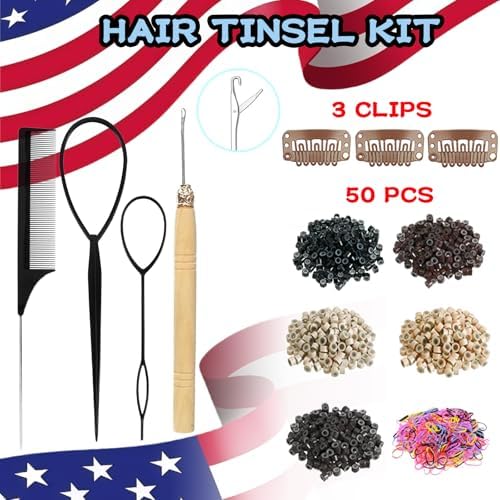 USA Hair Tinsel Kit for Girls Women Fairy Glitter Tinsel Hair Extensions - Image 3