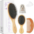 Hair Brush Set, Boar Bristle Hairbrushes for Women Men Kids All Hair Types for Detangling & Smoothing by Sosoon