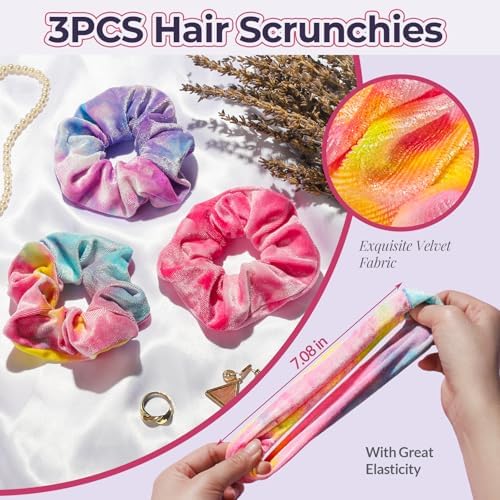 LEOBRO 3pcs Spa Headbands, and 3pcs Hair Srunchies, Hot Pink/Rainbow/Violet - Image 3