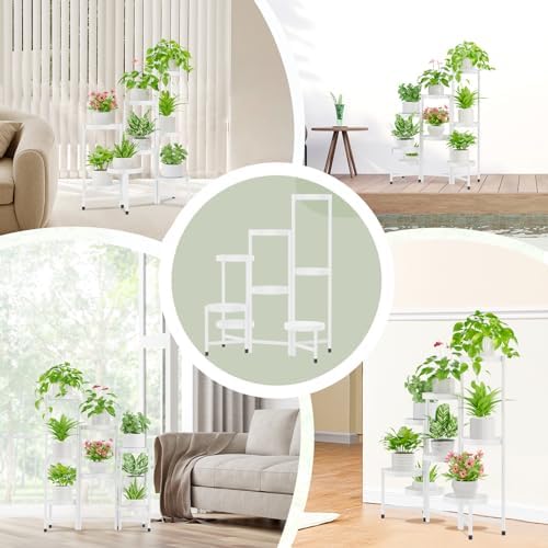 iDavosic.ly Plant Stand Indoor Outdoor, 8 Tier Metal Corner Shelf, White - Image 5