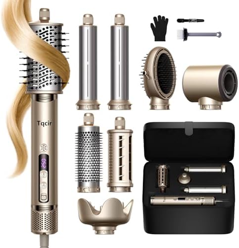 Tqcir 8 in 1 Hot Air Styler, Powerful Hair Dryer Brush with AutoWrap Curler by TqcirHairBeauty