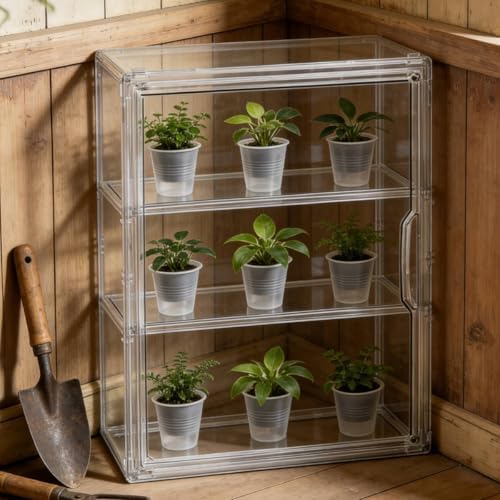 Mini Greenhouse for Indoor, Green House with Magnetic, 14”x10.5”x5.5” - Image 2