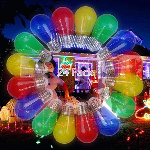 Visther 24-Pack S14 Colored LED Outdoor String Bulbs for Christmas, 1W，E26 - Image 6