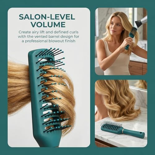 Vent Hair Brush for Women and Men, Detangling Wet Hair Brush with Ball Tipped Bristles for Wet/Dry Hair - All Hair Types with Nylon Bristles, Green, Speed Dry Vent Hair Brushes (Green) - Image 2