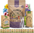 Organo Republic 15 Edible Flower Seeds Variety Pack for Indoor Outdoor Gardening - 4,800+ Non-GMO Heirloom Flower Seed: Borage, Bishop's Flower, Chicory, Chives, Hyssop, Echinacea, Lavender & More by OrganoRepublic