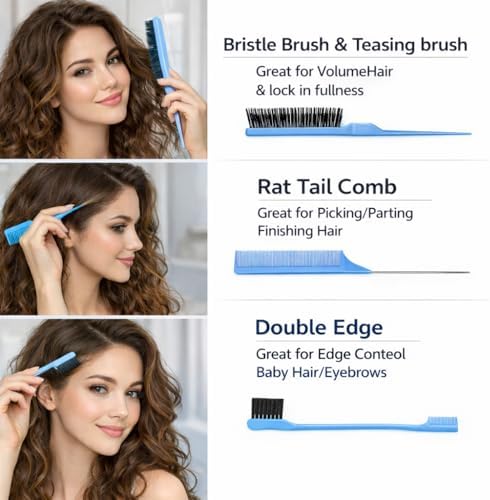 Detangler Brush for Curly Hair, Lightweight Curly Hair Brush with Vented Design for Easy Glide, Effortlessly Detangles Without Pulling or Snagging, Suitable for All Wet and Dry Hair Types (Blue) - Image 3
