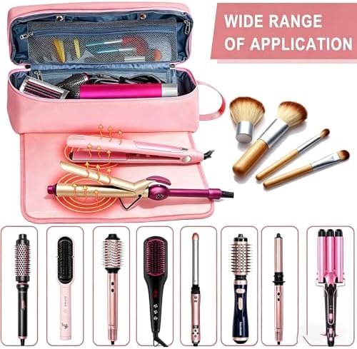 Hair Tools Travel Bag with Heat Resistant Pad, Double-Layer Travel Carrying Case for Straightener, Curling Iron, Hair Dryer, Portable Organizer - Image 5