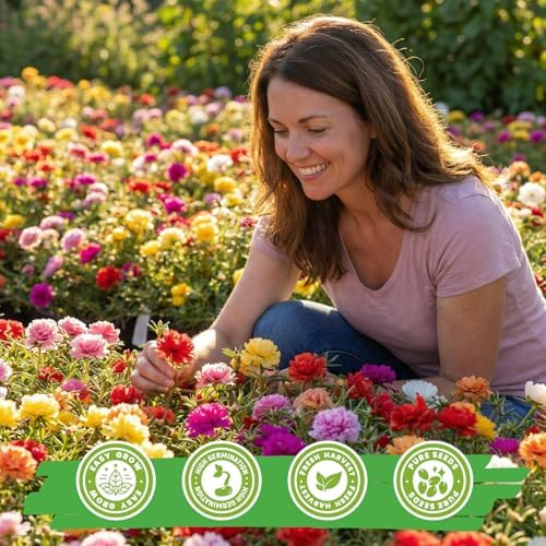 Moss Rose Seeds for Planting, 24,000+ Annual Flower for Ground Cover Flower Seeds, Perennial Variety, Easy to Grow, Portulaca Seeds to Plant Outdoors Garden Containers - Image 4