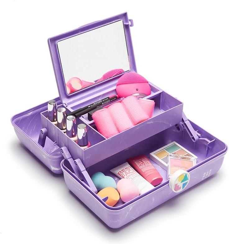 Caboodles On-The-Go Girl Retro Case, Lavender Marble, 13x8x5.75 Inch (Pack of 1) - Image 3