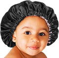 YANIBEST Baby Satin Bonnet Sleep Cap - Double Layer Reversible Adjustable Silky Satin Cap for Infant Toddler(0-6 Months,Black) by yanibest