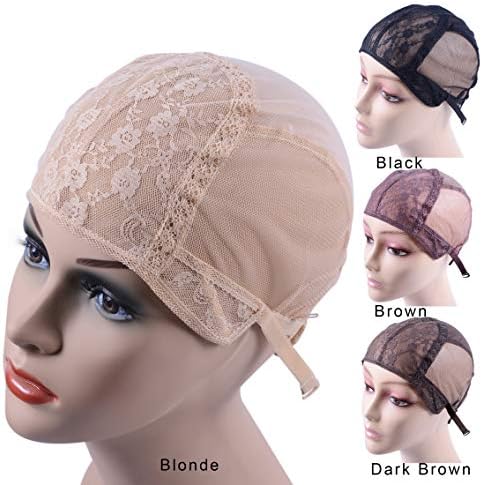 YANTAISIYU Double Lace Wig Caps for Making Wigs with Adjustable Strap on the Back Weaving Hairnets Swiss Lace Wig Cap (Blonde M 54cm) - Image 2