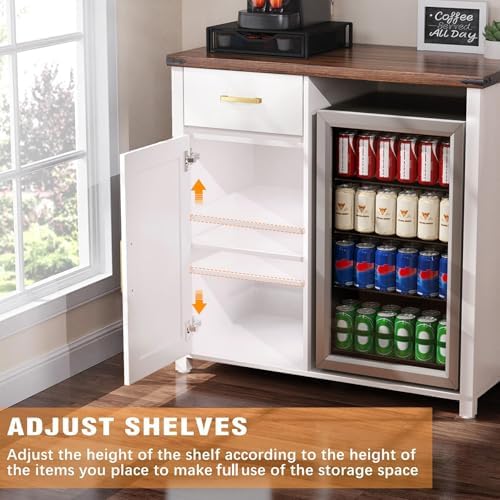 GDLF Coffee Bar Cabinet with Fridge Space, Mini Fridge Stand,White - Image 5