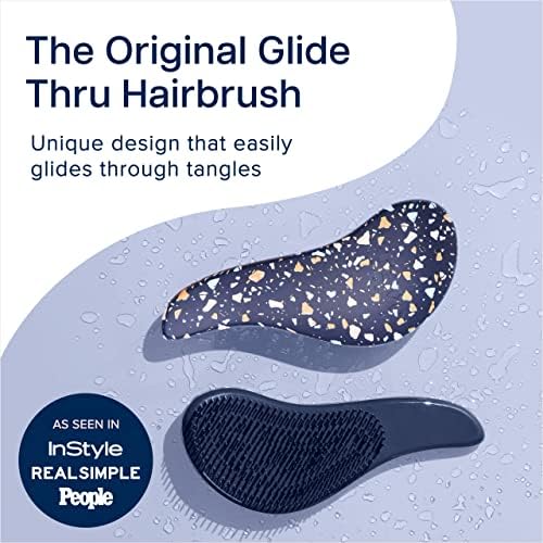 Crave Naturals Glide Thru Hair Brush - Detangler Brush for Curly, Straight, Wet or Dry Hair - Gentle Detangling Brushes for Adults, Kids, Toddlers - Hair Accessories for Women, 7.5"x3" - Terazzo - Image 2