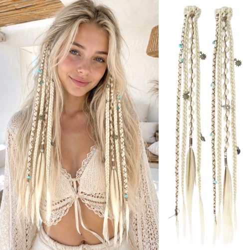 2Pcs 20" Clip in Braids Hair Extensions for Women (Light Blonde) by Unknown