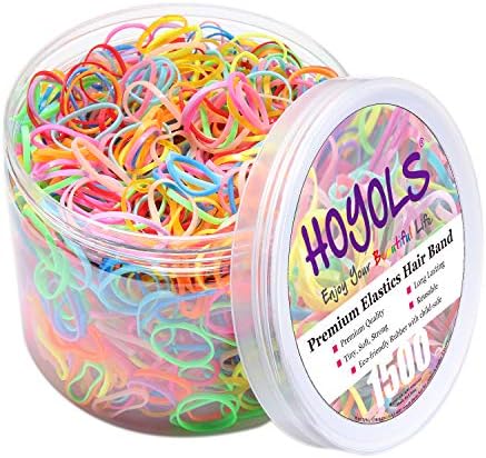 HOYOLS Hair Rubber Bands, 1500 Pcs Colorful Mini Elastic Hair Ties by HOYOLS
