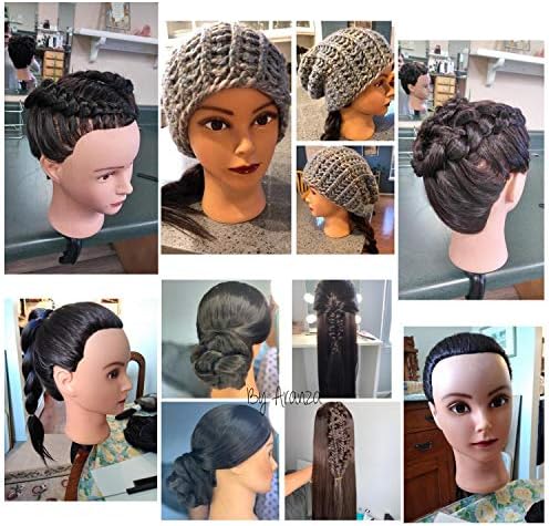 Mannequin Head 26-28" Synthetic Fiber Hair for Hairdresser Black - Image 6