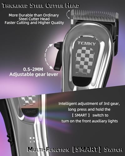 TCMKY Hair Clippers for Men Cordless&Corded Barber Clippers for Hair Cutting & Grooming Professional Hair Trimmer for Men Rechargeable Hair Trimmer Kit for Household (Silvery) - Image 4