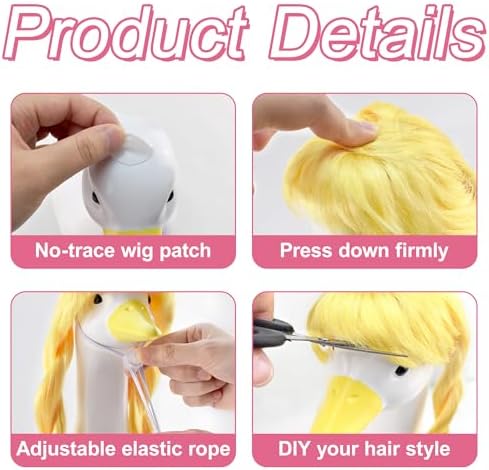 Halloween 80s 90s Retro Porch Goose Wig with Sunglasses, Hair Clips - Image 6