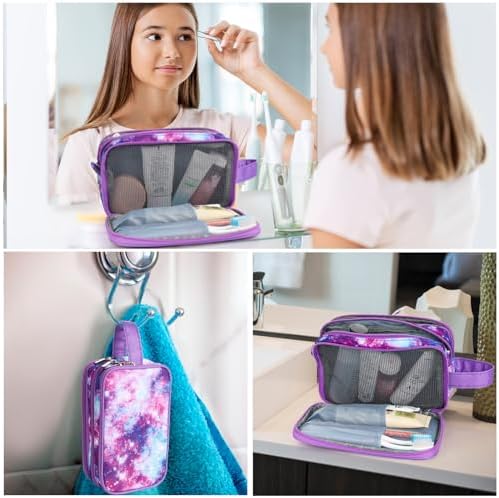 Galaxy-Purple Travel Toiletry Bag, Waterproof Hanging Wash Bag Toiletries for Girls, Kid - Image 6