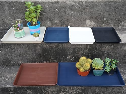 VUWEZ Plant Growing Trays 2 Pack, Plant Tray, 14.5"x11", Heavy Sturdy Plastic Plant Saucer Seed Trays, Seedling Starter Tray, Plant Drip Trays for Indoors, Seed Starter Growing Tray (Blue) - Image 4