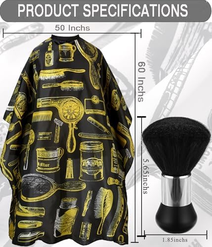 Professional Hair Cutting Cape with Neck Duster Brush, Salon Barber Cape, Hairdressing Accessories Yellow Stripe - Image 2