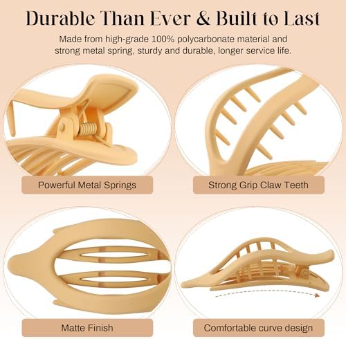 AWAYTR 6Pcs French Flat Hair Clips, Lay Flat Claw Clip for Women - Image 5