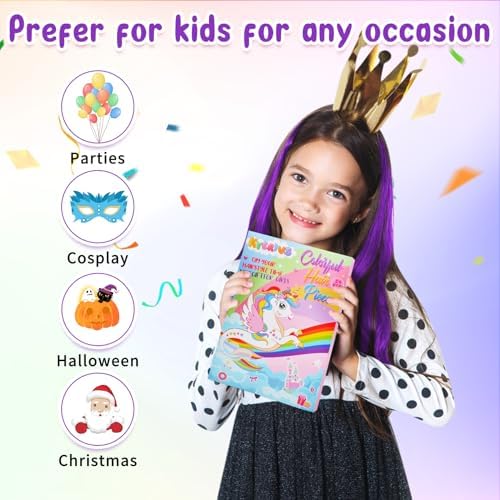 Kyerivs 24PCS Purple Hair Extensions for Girls 20Inch Rainbow Straight Synthetic Clip in Hairpieces for Girls Party Highlights Colorful Hair Accessories Halloween Gifts for Women Easter Gifts - Image 2