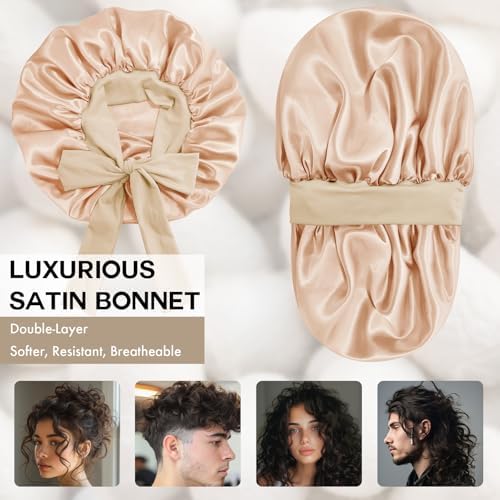 Silk Bonnet for Women,Adjustable Double Layer Sleep Cap - Image 2