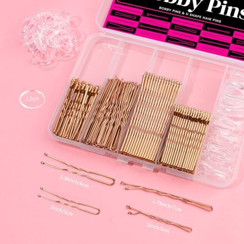 Teenitor 300pcs Bobby Pins Rose Gold Hair, Hair Pins for Women Girls Dance - Image 2