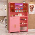 Professional Nail Storage Cabinet with LED Display Shelf (Pink) by Oakvera
