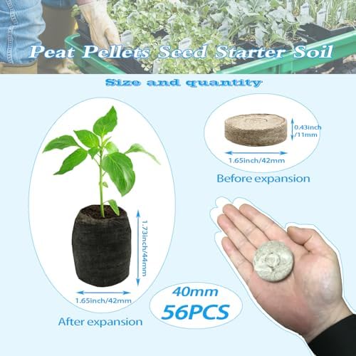 56Pcs 40mm Peat Pellet Fiber Soil Plant Seed Starters,Compressed Peat Pellet Fiber Soil Plant Seed Starter Pods,Seed Fertilizer Nutrient Block Compressed Peat Block - Image 2
