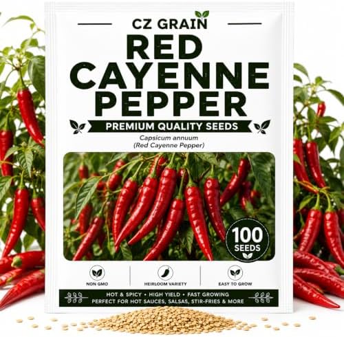 Red Cayenne Pepper Seeds for Planting | Hot Chili Peppers | 100 Seeds by CZGrain