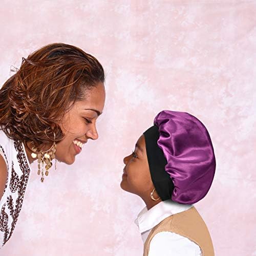Kids Satin Bonnet Double Layer Wide Elastic Band Sleep Cap - Image 5
