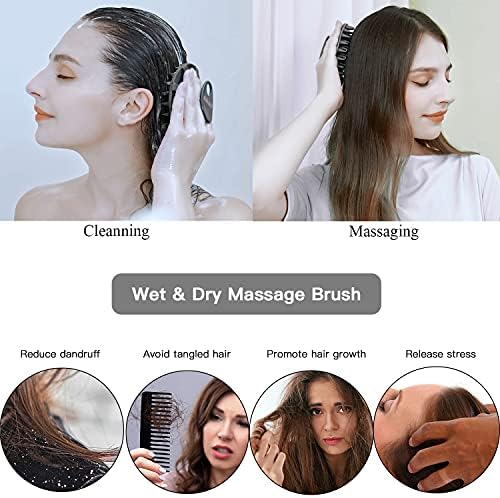 One-piece Silicone Scalp Massager Shampoo Brush Hair Wash Scrubber, Black - Image 5