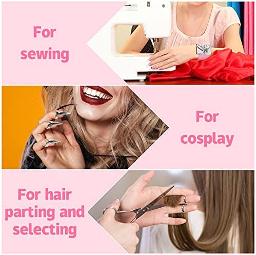 Patelai Stitch Braid Tool Finger 10 Hair Parting Ring,Pink, Silver - Image 3