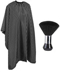 Professional Hair Cutting Cape with Neck Duster Brush, Large Size Salon Hairdresser Cape for Men, Women and Kids(Black With White Stripes) by YELEGAI