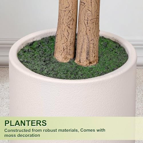 Artificial Ficus Tree 5FT Tall, Faux Ficus Tree Indoor Outdoor, Fake Silk Ficus Plant with Planter, Lifelike Leaves Large Potted Floor Tree for Home Office Living Room Porch Decor - Image 5