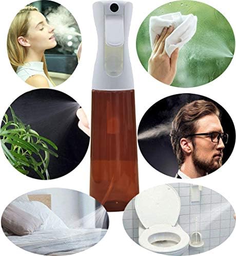 Amber Spray Water Bottle for Beauty Natural Hair Salon Mister Curly Plants Face Care Indoor Tools Continuous 360 Mist Misting Fine Large Supplies Tan Brown 10OZ - Image 4